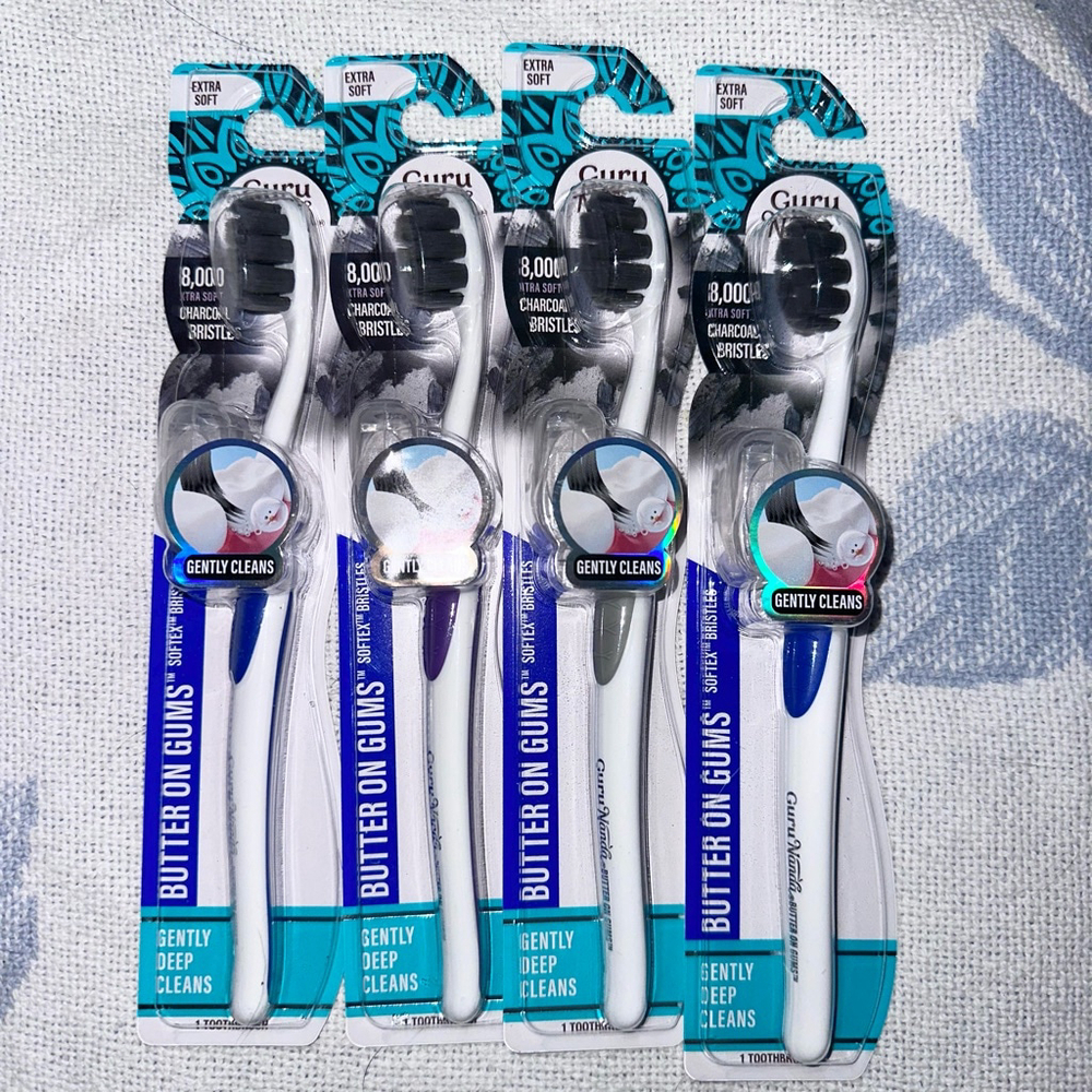 NIP Guru Nanda Butter On Gums Charcoal Bristles Extra Soft Toothbrush Set Of 4